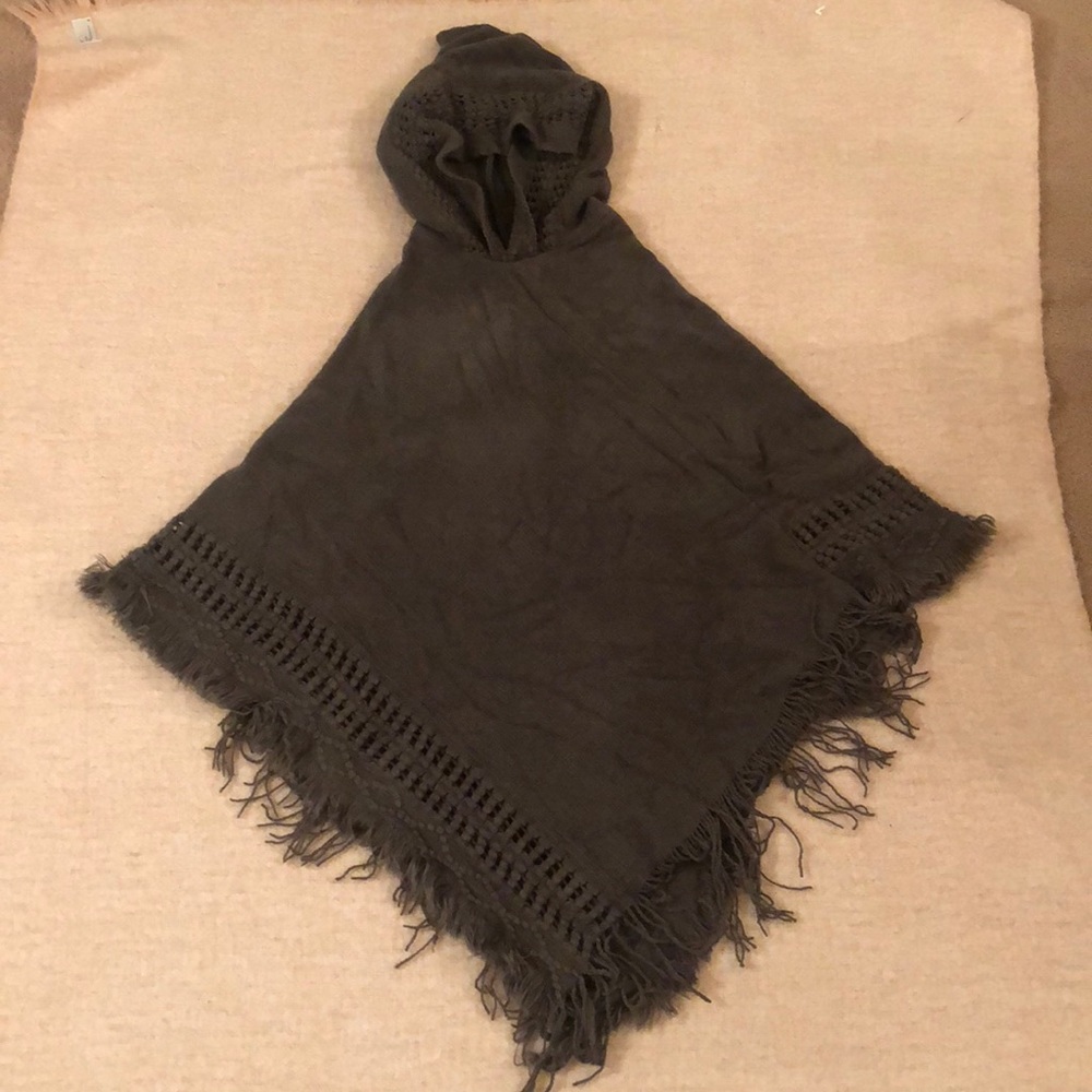 Charcoal Poncho With Beautiful Details